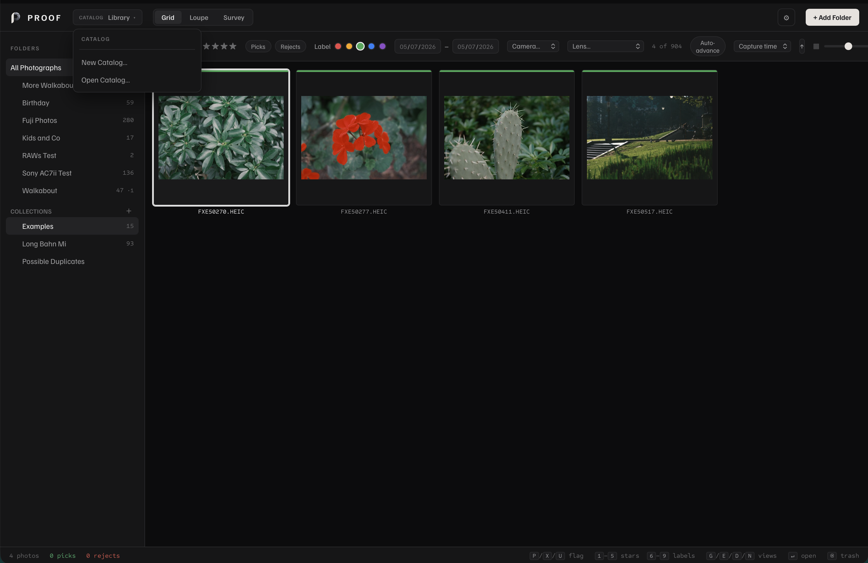 Proof catalog workflow showing local library organization on Mac